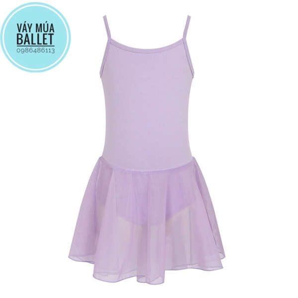Váy tập múa 2 dây đan lưng (hồng, tím, xanh, đen)