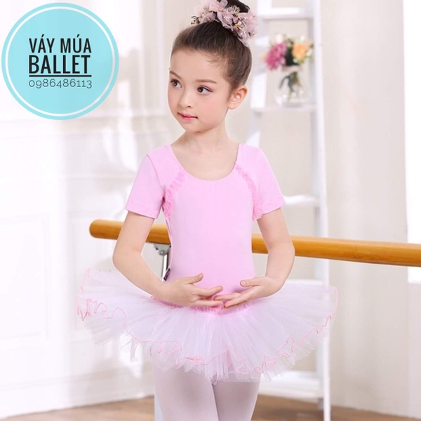 Váy múa bèo cầu ngực 4 màu phối trắng