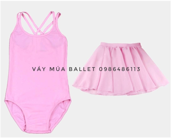 Set áo váy tập múa 2 dây đan chéo (hồng, xanh, đậm)