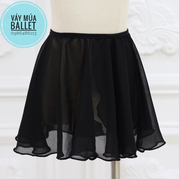 Chân váy múa tà chéo voan mềm (hồng, xanh, đen)