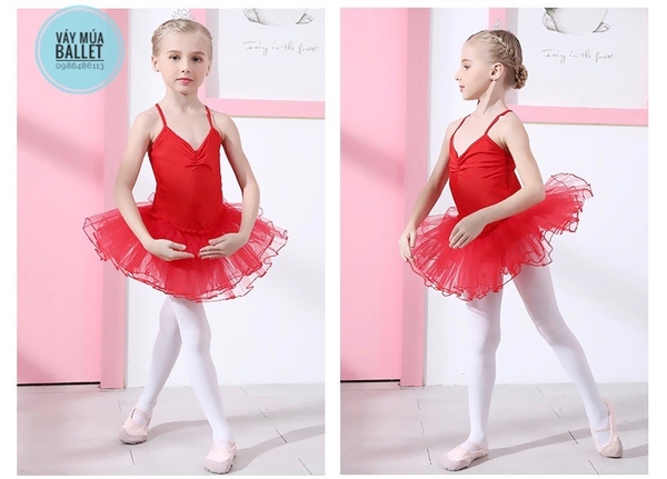 Set áo váy múa thun dây chéo (hồng, xanh, trắng, vàng)