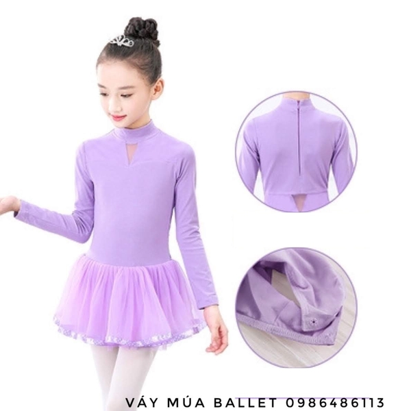 Váy múa cổ lọ voan lụa siêu mềm