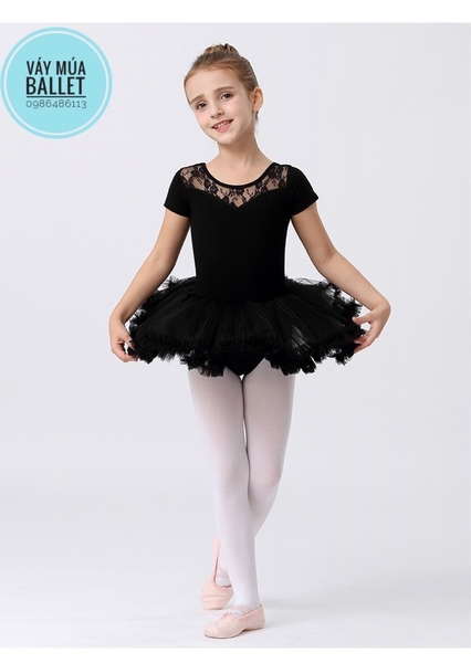 Váy múa ren tutu ngắn tay (hồng, xanh, đen)