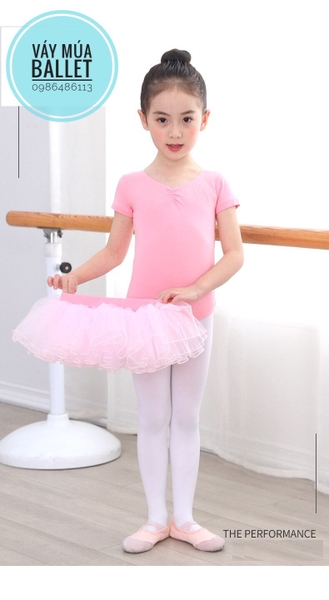 Set áo váy múa basic dài tay (hồng, xanh, tím)