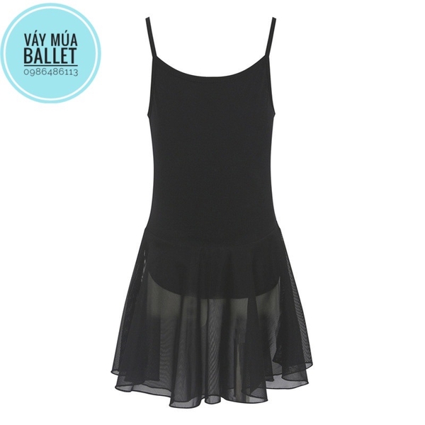 Váy tập múa 2 dây đan lưng (hồng, tím, xanh, đen)