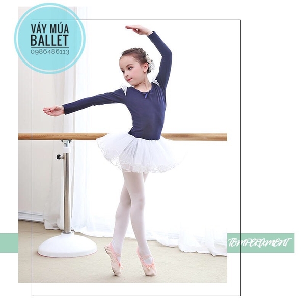 Váy múa tiên dài tay màu hồng, xanh coban, vàng, hồng đậm