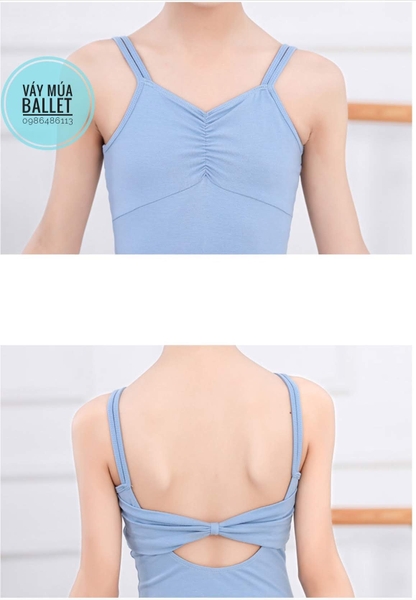 Váy múa 2 dây nơ lưng voan mềm