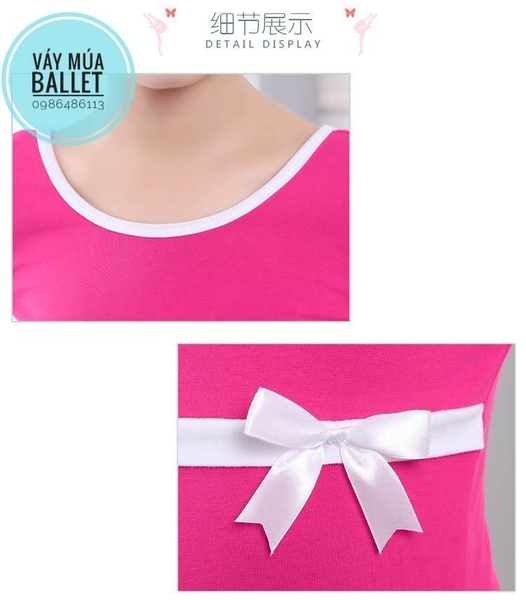 Váy tập múa cotton nơ ngắn tay 4 màu