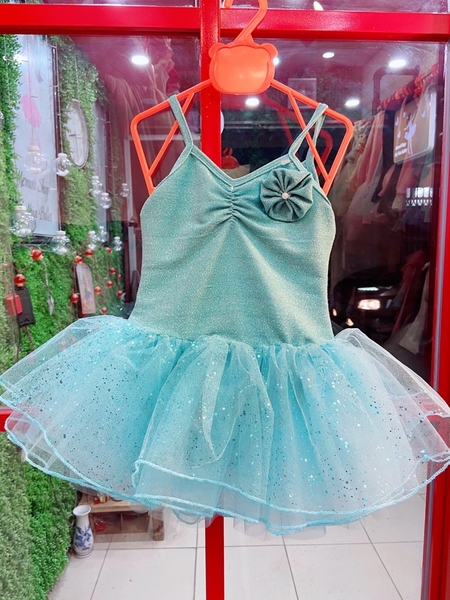 Váy múa 2 dây hoa nhũ sao