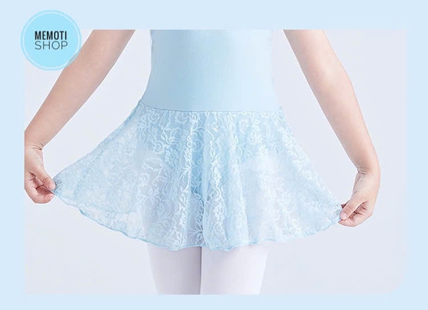 Váy tập múa phối ren tay bồng (hồng, xanh, đen)