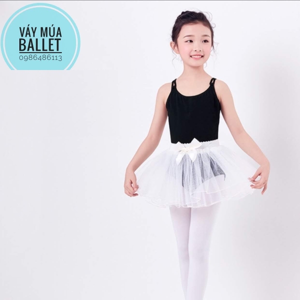 Set áo váy múa 2 dây kép đen trắng