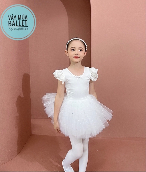 Set áo váy múa tiên nơ sao (tím, hồng, trắng)