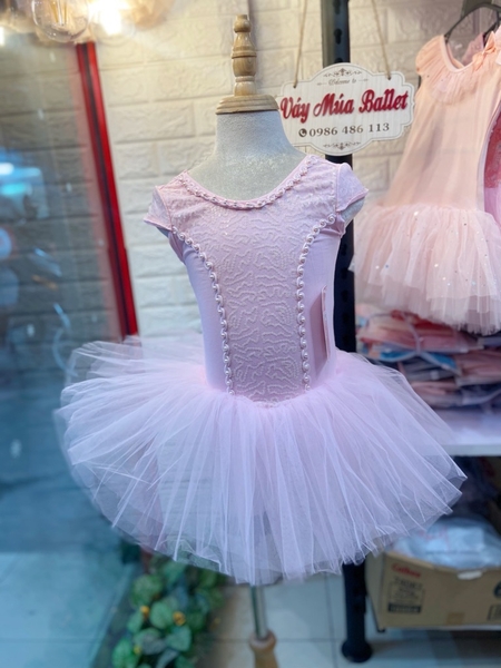 Váy múa ren ngực nơ lưng tay hến