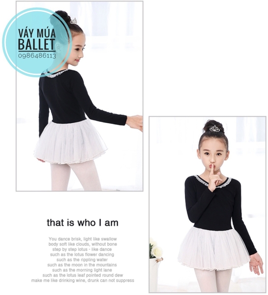 Váy múa voan mềm phối màu dài tay