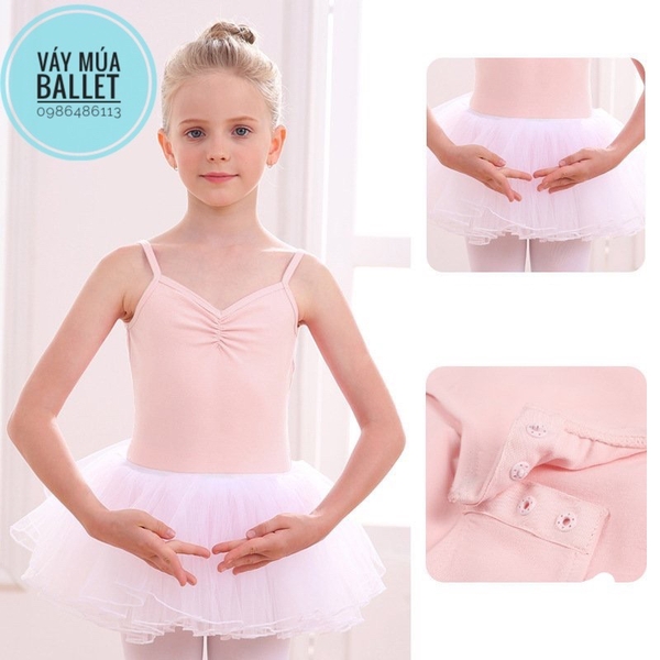 Set áo váy múa 2 dây vạt chéo lưng (tím, xanh, hồng)