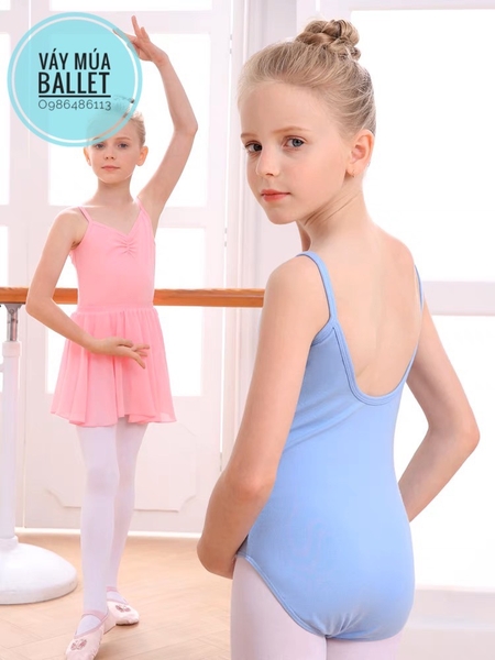 Áo tập múa 2 dây khoét lưng (đen, hồng, xanh)