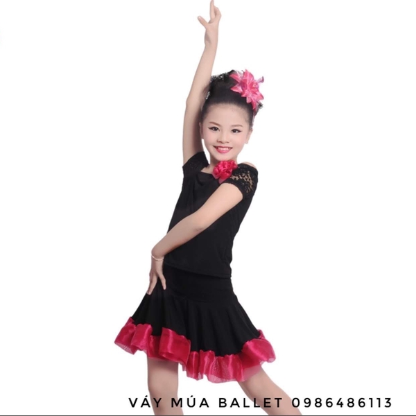 Bộ váy khiêu vũ latin hoa hồng