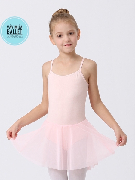 Váy tập múa 2 dây đan lưng (hồng, tím, xanh, đen)