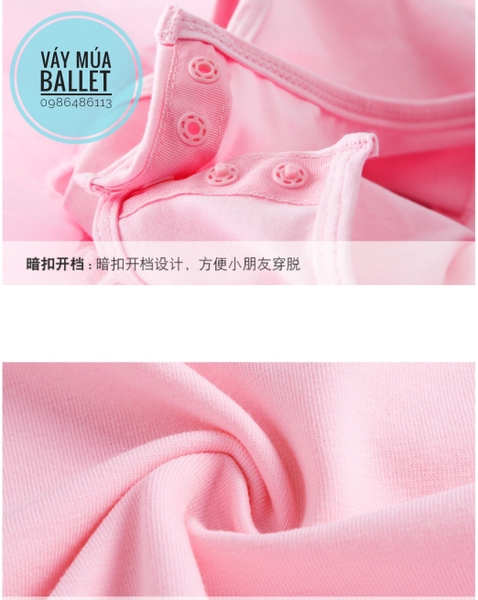 Váy múa nơ lưng viền dài tay (tím, hồng, xanh)