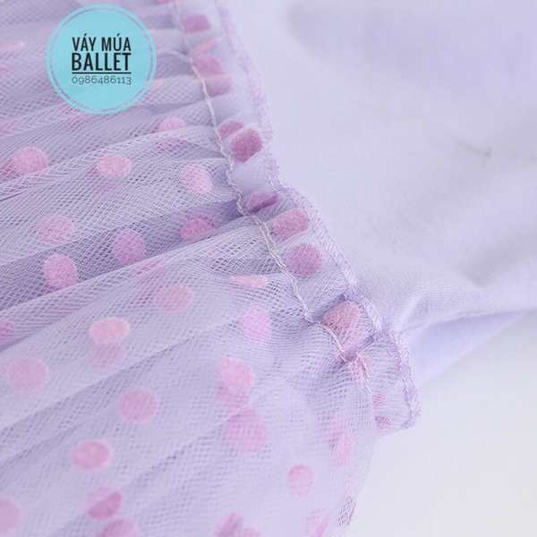Váy múa basic chân váy chấm bi dài tay (đen, hồng, tím)