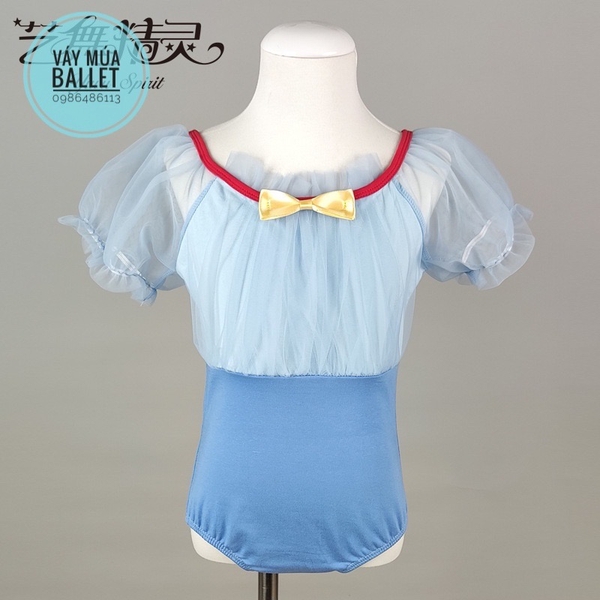 Set váy múa bạch tuyết voan tay bồng (trắng, vàng)