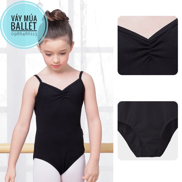 Áo tập múa 2 dây khoét lưng (đen, hồng, xanh)