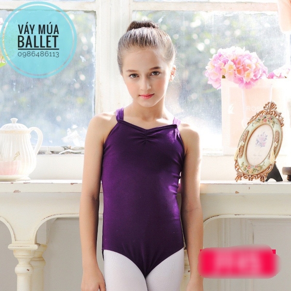 Áo tập múa dây kép đan lưng (tím, xanh, hồng, đen)
