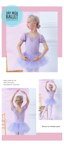 Váy múa phối ren sao tay bồng