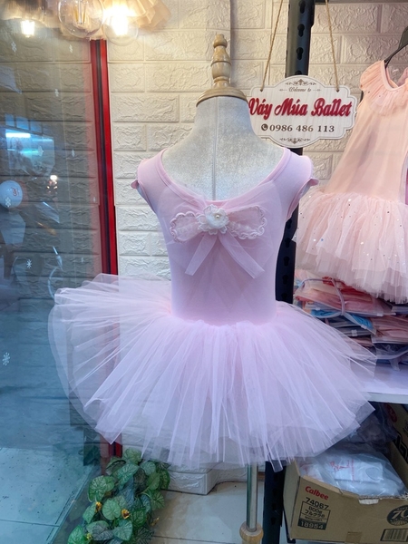 Váy múa ren ngực nơ lưng tay hến