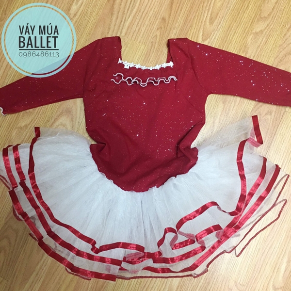 Váy múa bèo cổ tay lỡ phối màu 5 tầng