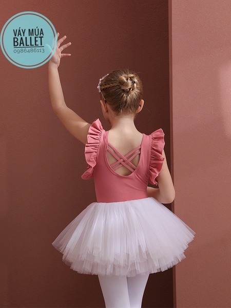 Set áo váy múa bèo vai đan lưng (nhiều màu)