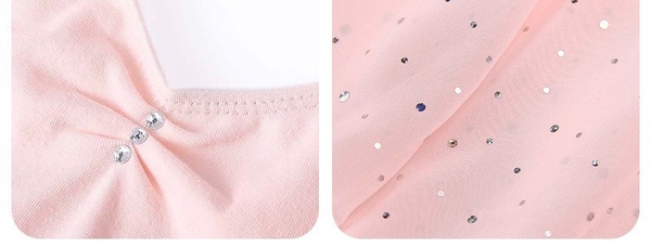 Set áo váy tập múa tay búp sao (tím, xanh, hồng)