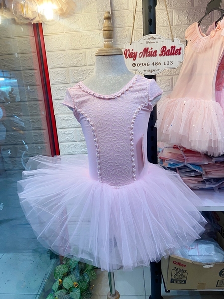 Váy múa ren ngực nơ lưng tay hến