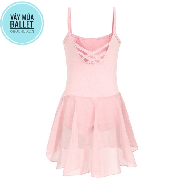 Váy tập múa 2 dây đan lưng (hồng, tím, xanh, đen)
