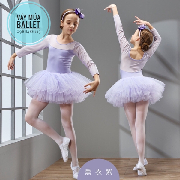 Váy múa phối voan dài tay