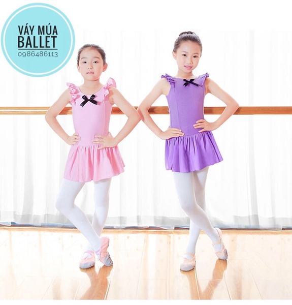 Váy tập múa cotton nơ tay tiên