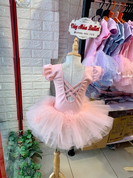 Váy múa cotton đá tiên voan hoa bồng