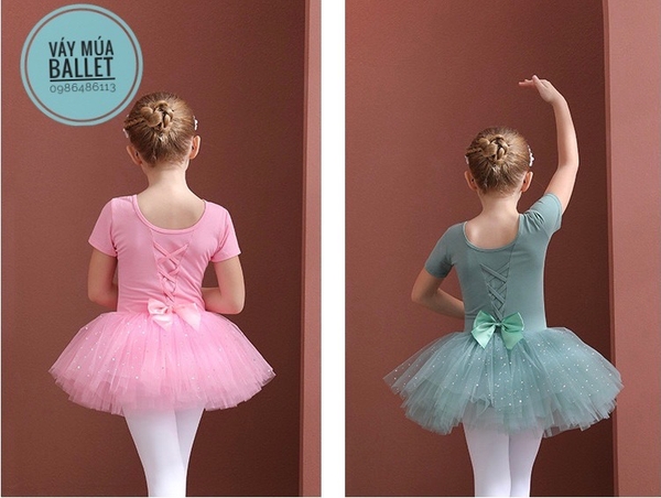 Váy múa đan lưng sao ngắn tay (nhiều màu)