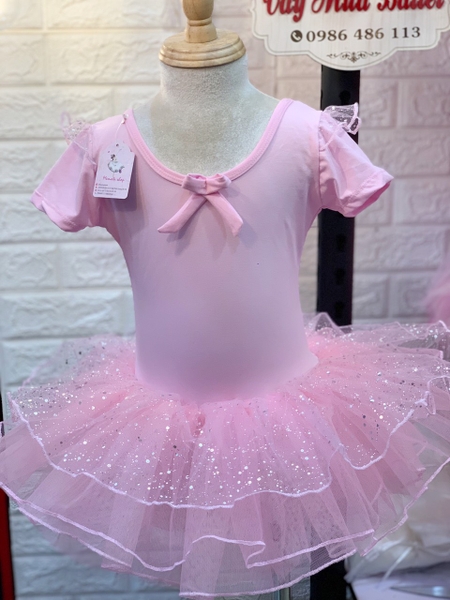 Váy múa tiên ngắn voan nhũ lấp lánh