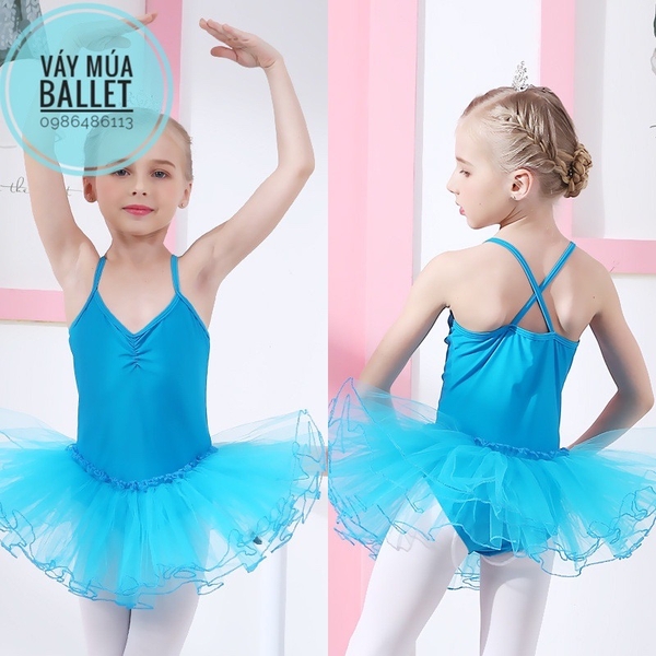 Set áo váy múa thun dây chéo (hồng, xanh, trắng, vàng)