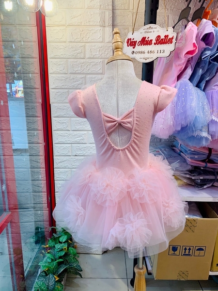 Váy múa cotton đá tiên hoa voan mềm