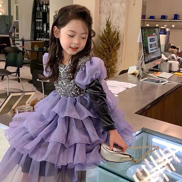 Váy công chúa kimsa tím bồng bềnh s110