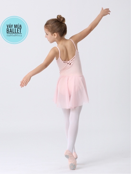 Váy tập múa 2 dây đan lưng (hồng, tím, xanh, đen)