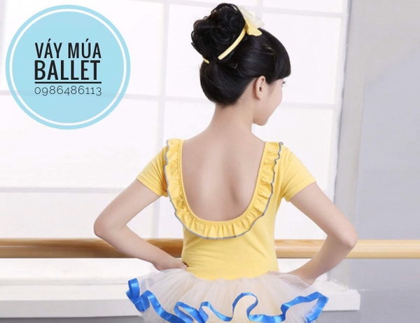 Váy múa vàng viền xanh
