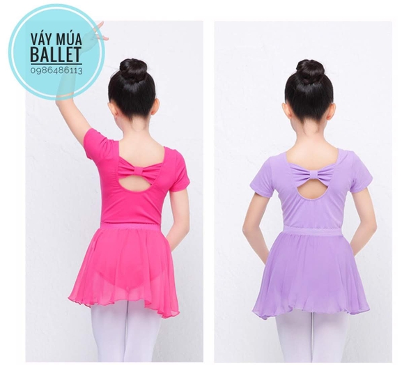 Set áo váy tập múa tay ngắn (tím, hồng, đen, đậm)