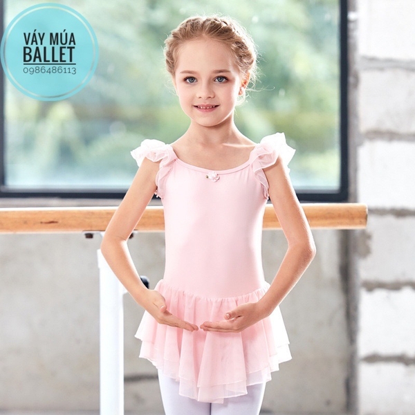 Váy tập múa tiên voan 2 tầng (hồng, xanh, tím, đen)