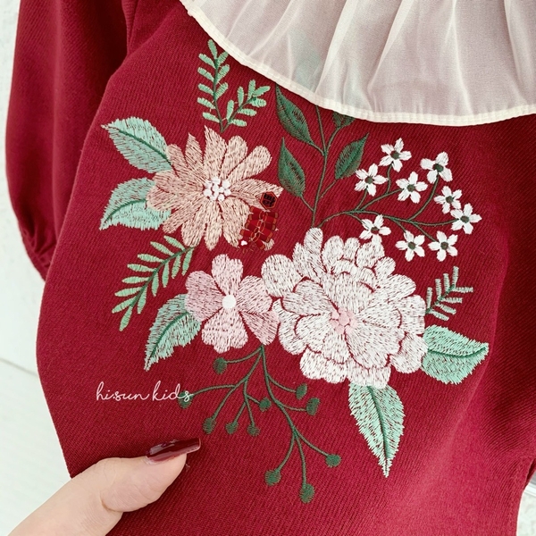 Bộ áo dài bèo cổ hoa thêu s3