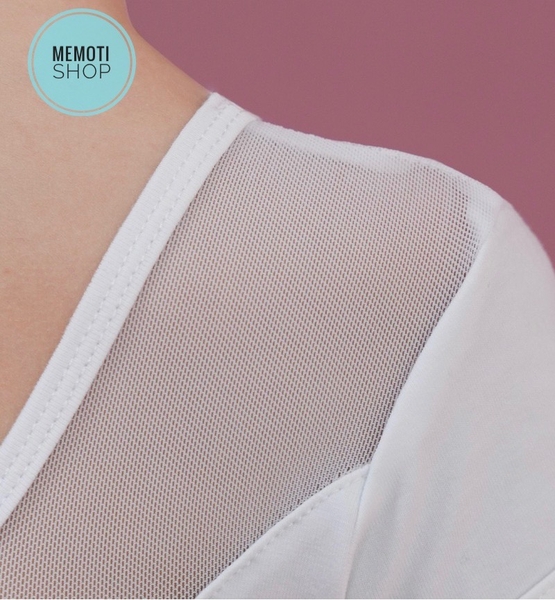 Set áo váy múa V lưng dài tay trắng