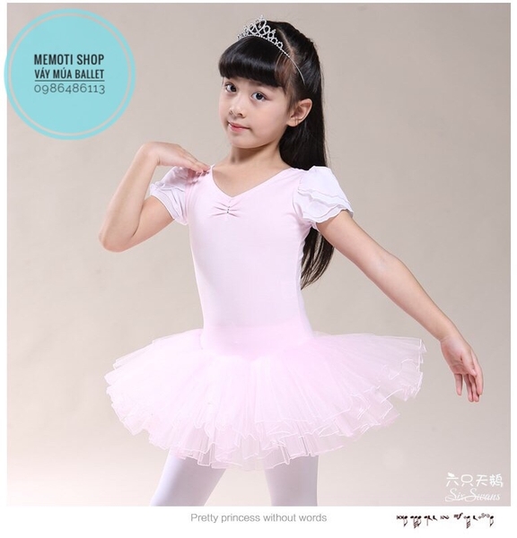 Váy múa tay búp Barbie (hồng, trắng)