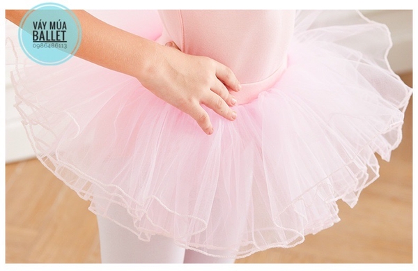 Set áo váy múa V lưng tay ngắn (tím, hồng, xanh)